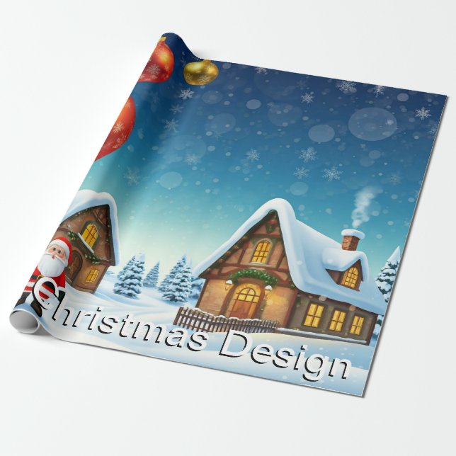 God Is Love" Winter Snow Scene - Christian Christm Wrapping Paper (Unrolled)