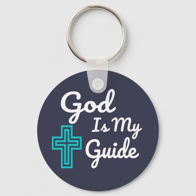 God Is My Guide Cross Key Ring (Front)