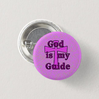 God is My Guide Purple Cross Button Pin