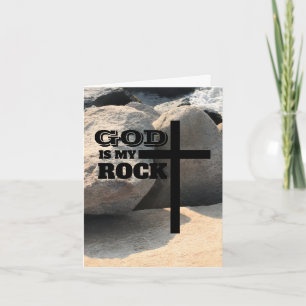 God is My Rock Bible Verse Black Cross Christian Card