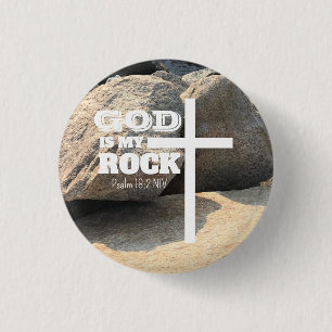 God is My Rock Bible Verse White Cross Christian 3 Cm Round Badge