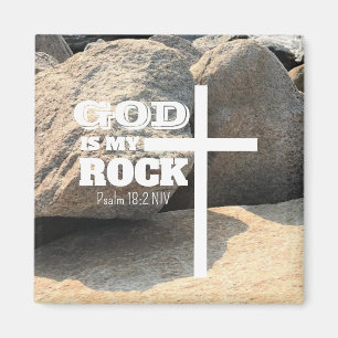 God is My Rock Bible Verse White Cross Christian Magnet
