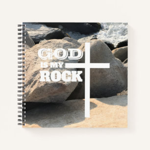 God is My Rock Bible Verse White Cross Christian Notebook