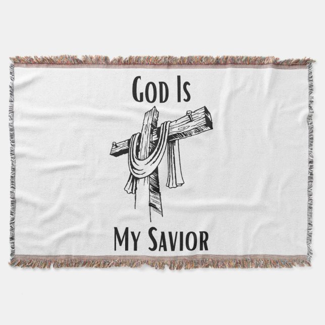 God Is My Saviour Bible Christian-Themed Throw Blanket (Front)