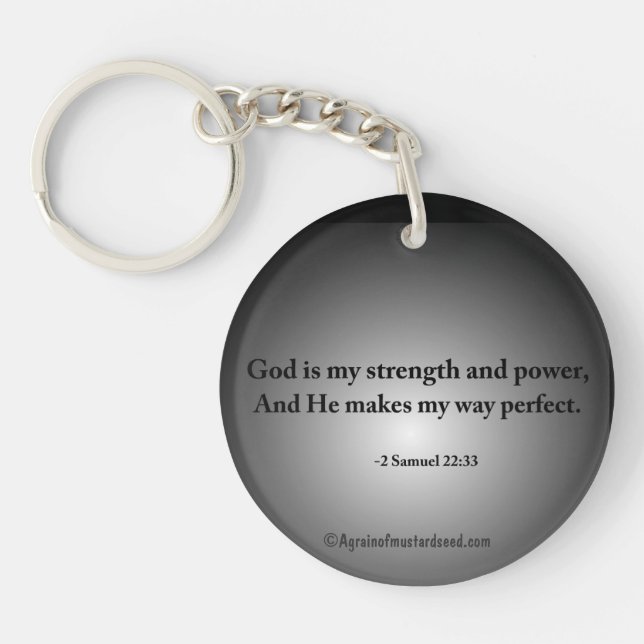 God is my strength Bible Quote Key Ring (Front)