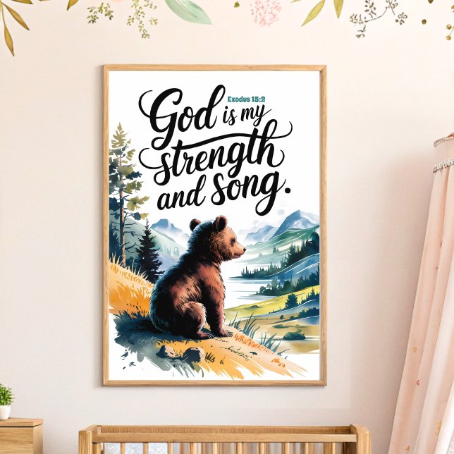 God is My Strength Christian Nursery Kids Wall Art (Creator Uploaded)