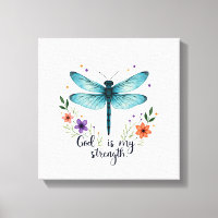 God is my strength Floral Dragonfly Christian T-Sh