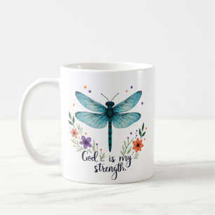 God is my strength Floral Dragonfly Christian T-Sh Coffee Mug