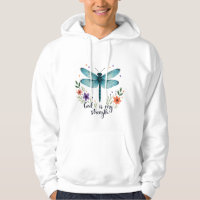 God is my strength Floral Dragonfly Christian T-Sh
