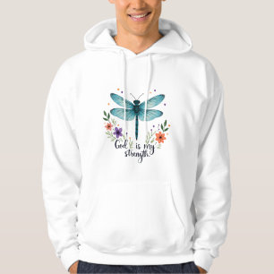 God is my strength Floral Dragonfly Christian T-Sh Hoodie