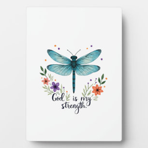 God is my strength Floral Dragonfly Christian T-Sh Plaque
