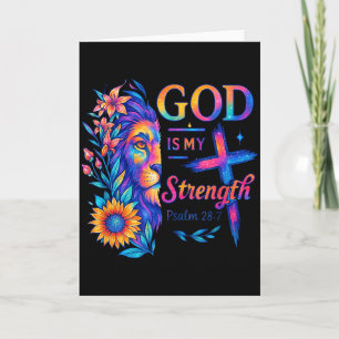 God Is My Strength Psalm 28_7 Lion Tee  Card