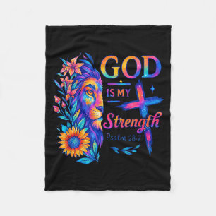 God Is My Strength Psalm 28_7 Lion Tee  Fleece Blanket