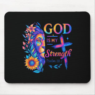 God Is My Strength Psalm 28_7 Lion Tee Mouse Pad
