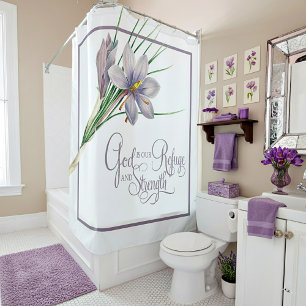 God is our Refuge and strength Shower Curtain