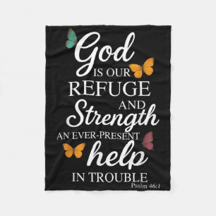 God Is Our Refuge Bible Verse Psalm 46_1  Fleece Blanket