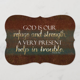 God is our Refuge Christian Bible Verse Brown/Gold Invitation