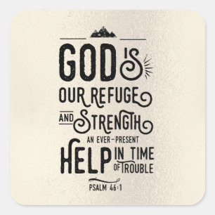 God is our Refuge Christian Bible Verse Square Sticker