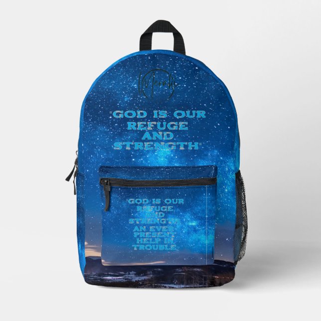 God is our refuge  Psalm 46:1-2 backpack (Front)