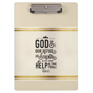 God is Refuge and Strength Christian Bible Verse Clipboard
