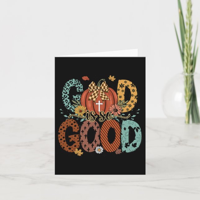God Is So Good Fall Christian Autumn Pumpkin Thank Card (Front)