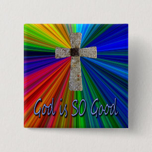 "God is SO good" Lord's prayer cross button