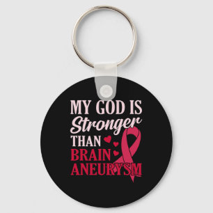 God Is Stronger Than Brain Aneurysm Awareness Mont Key Ring
