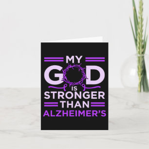 God Is Stronger Than Heimerheimer's Awareness Purp Card