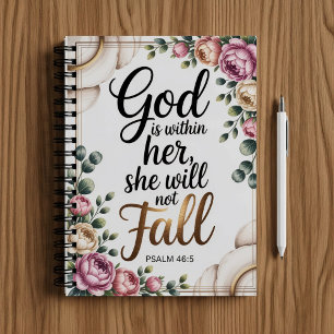 God is with her, Christian faith Bible Scripture  Notebook