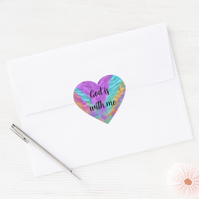 God Is With Me Rainbow Heart Stickers (Envelope)