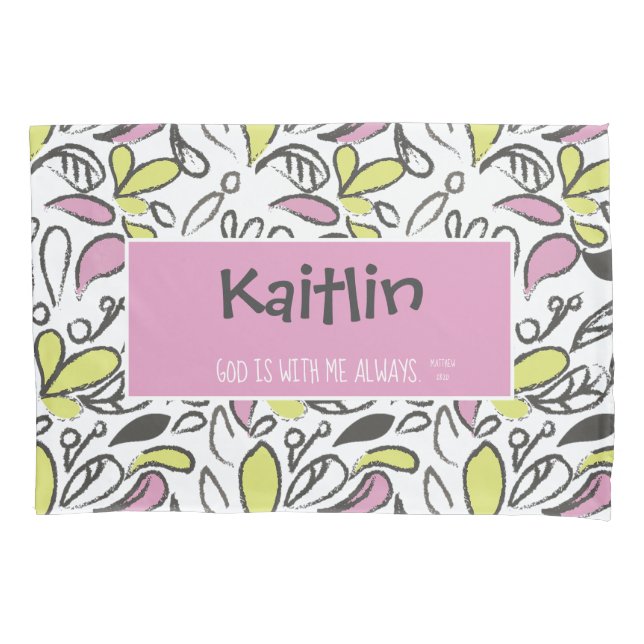 God is with me Whimsical Flower Girls Pillowcase (Front)