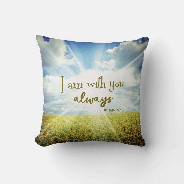 God is with you always Bible Verse Quote Cushion (Front)