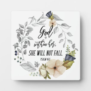 God Is Within Her Bible Verse Elegant Floral Plaque