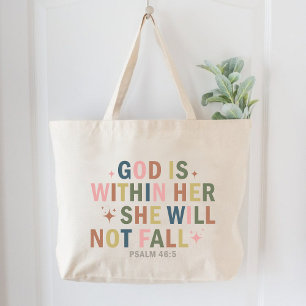 God Is Within Her Christian Women Faith Based  Large Tote Bag