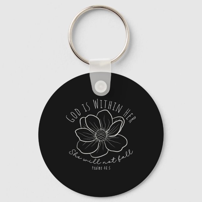 God Is Within Her Fall Autumn Key Ring (Front)