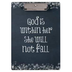 God is Within Her, She Will Not Fall Bible Verse Clipboard