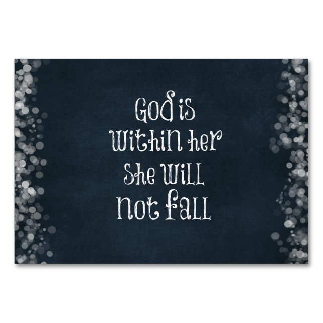 God is Within Her, She Will Not Fall Bible Verse Table Number (Front)