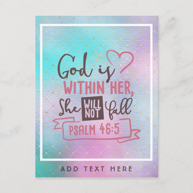 God Is Within Her She Will Not Fall FAITH Girls Postcard (Front)