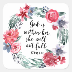 God is within her she will not fall square sticker