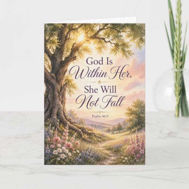God Is Within Her Watercolor Scripture Card (Front)