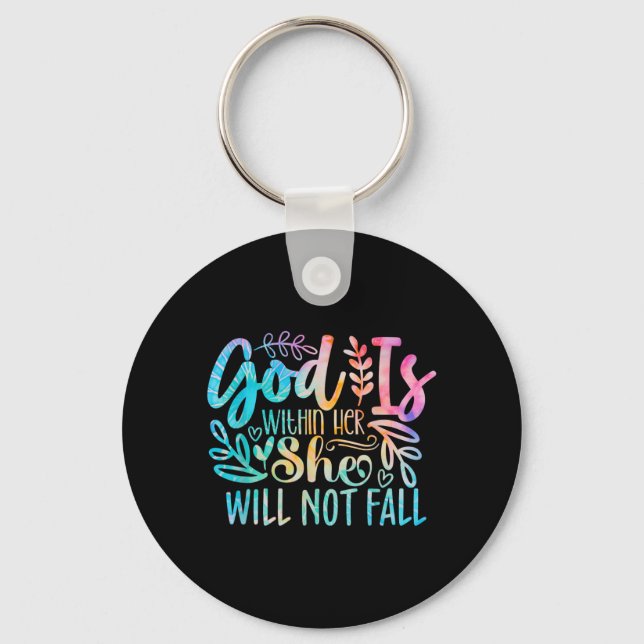 God Is Within Not Bible Verse Quote Religious Key Ring (Front)