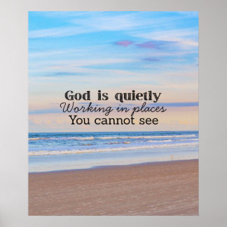 God is working Christian typography Biblical  Poster