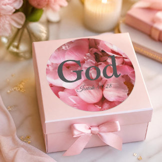 God Isaiah 40:28 Verse Elegant Pink Flowers Classic Round Sticker