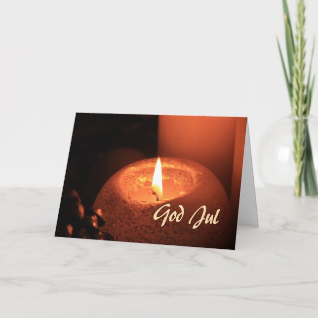 God Jul Burning candles christmas Holiday Card (Front)