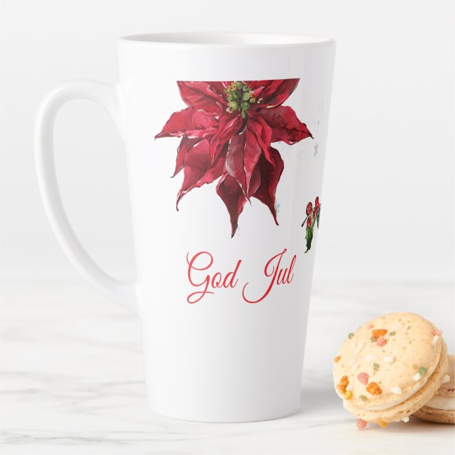 God Jul Christmas Stocking – Festive Poinsettia  Latte Mug (In Situ)