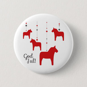 God jul! Dala Horse Button