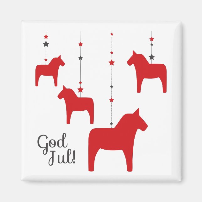 God jul! Dala Horse Magnet (Front)