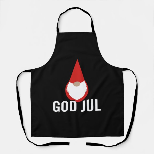God Jul Gnome Tomte Merry Christmas Apron (Front)