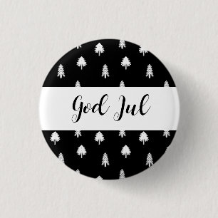 God Jul Merry Christmas Scandinavian pattern gift 3 Cm Round Badge