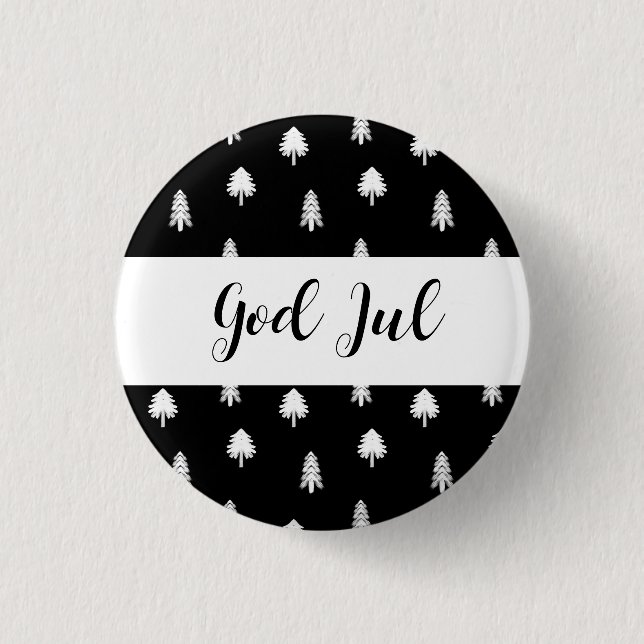 God Jul Merry Christmas Scandinavian pattern gift 3 Cm Round Badge (Front)